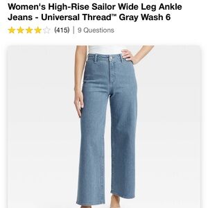 Women's High-Rise Sailor Wide Leg Ankle Jeans